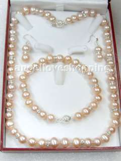 9mm variation color freshwater pearl necklace bracelet earring ss925 