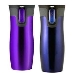 Double Wall Vacuum Insulated Travel Mugs *(2 Pack Purple and Blue 