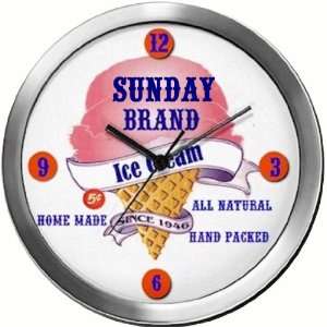  SUNDAY 14 Inch Ice Cream Metal Clock Quartz Movement 