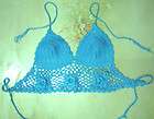 Cute Top Bra Bikini Crochet Hippie Flower Style / Light Blue /S