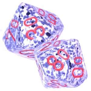 Set of 2 DT10 Speckled 10 sided Polyhedral Dice in Organza 