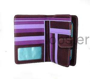   FINEST NAPPA LEATHER PURPLE BLUE ORCHID BIFOLD WALLET WITH ZIP  