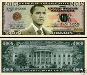 President Barack Obama 2008 Dollar Bill (2/$1.00)  