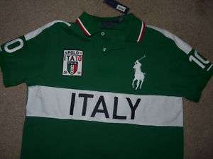 polo ralph Lauren Men Shirt ITALY Flag Big Pony L AUTH 874596325874 