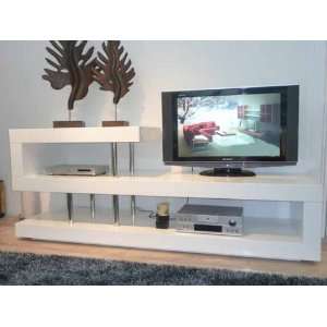 Modern White Lacquer TV Stand 