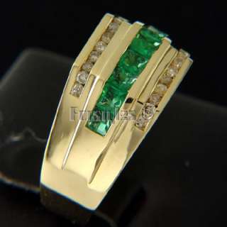 Natural Emerald Diamonds 14k Solid Gold Ring r00045  
