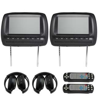 Black 2x9 inch Headrest Car CD DVD Players LCD Monitor Wireless Game 