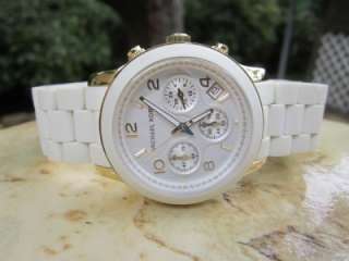   Womens Runway White/ Gold tone Chronograph Watch MK5145 m50  