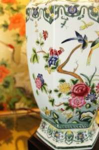 Hand Painted Rose Chinese Porcelain Table Lamp 34H  