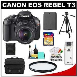 Canon EOS Rebel T3 Digital SLR Camera Body + 18 55mm IS Lens Black Kit 