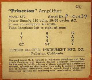 1957 FENDER PRINCETON TWEED VINTAGE DELUXE TUBE GUITAR COMBO AMP 