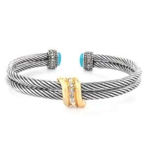   Cable Cuff Bracelet with Simulated Turquoise West Coast Jewelry