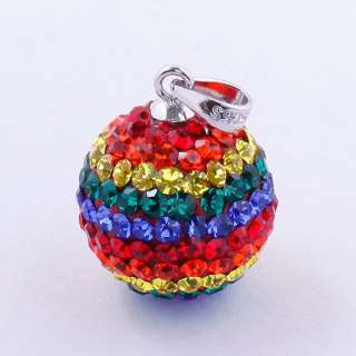 Magic Rainbow Czech Crystal Pendant 925 Silver Charm Beads Fit DIY 