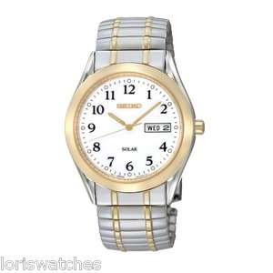   SNE062 MENS TWO TONE STAINLESS STEEL SOLAR WATCH WITH WHITE DIAL