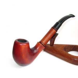 Pear Wood Hand Carved Tobacco Smoking Pipe Classic Bent long + Pouch 