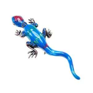 Incredible Enamel Body Sapphire Crystal Lizard Reptile Pin Fashionable 