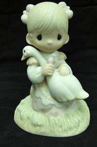 Precious Moments God is Love Figurine Girl & Goose 1980  