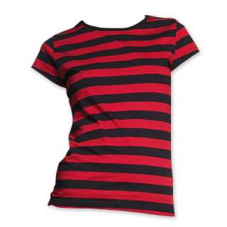 Ladies Striped T Shirt S XL Horizontal Black White Red Blue Stripes 