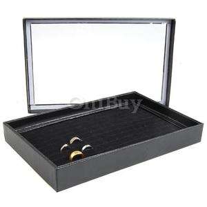 Retail 100 Slots Ring Jewelry Display Tray Case Storage Box Showcase 