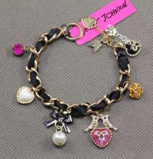 Betsey Johnson Pink love bird heart Necklace Bracelet Ring Set  