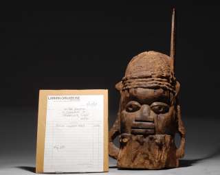 An exhibited and published antique carved wooden head from Benin 