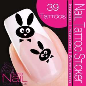  Nail Tattoo Sticker Easter   Easter Bunny   black Beauty
