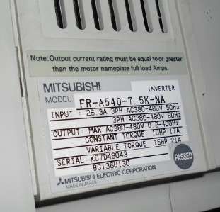 MITSUBISHI ELECTRIC 400V CLASS A500 INVERTER 10/15HP DRIVE FR A540 7 