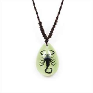 Insect Necklace   Black Scorpion (Glow)  