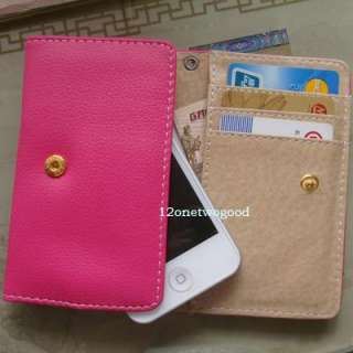 Luxury PU Leather Wallet Card Pouch Case Cover For iphone 4 4G 4S Hot 