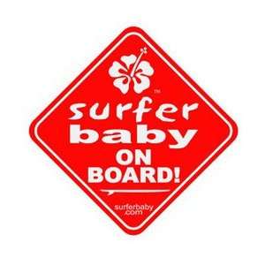  Surfer Baby on Board Sticker Red Baby