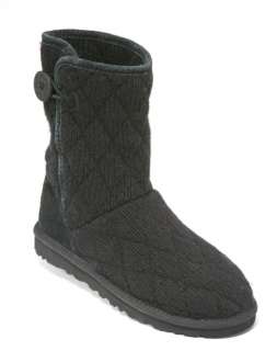 UGG Mountain Quilted Womens Black Bailey Button Classic Knit Boot Size 