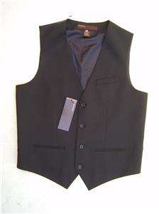   Mens Dress Vest L Solid Black Suit Coat Tuxedo Button Down Pocket NWT