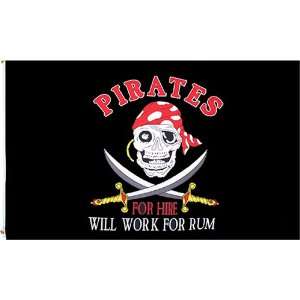  Pirate Work for Rum Flag   3 foot by 5 foot Polyester (NEW 
