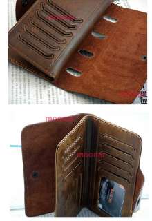 New Cool Mens Genuine Leather Triple Fold Wallet Multi Pocket Card 