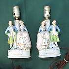 Antique Occupied Japan Table Lamp Male & Female Figurines 10