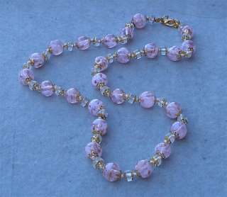 Vintage Murano glass GOLD beads necklace AVVENTURINA   