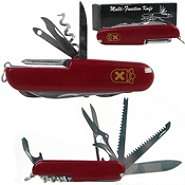   Red 13 Function Swiss Type Army Knife   3.5 Inches Closed 