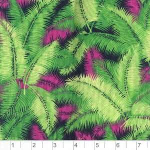  45 Wide Moonlight Dancing Palm Leaves Green/Pink Fabric 