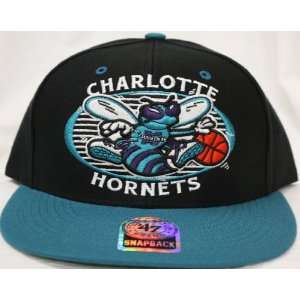 Charlotte Hornets Snapback Retro Logo Black / Teal Two Tone Adjustable 
