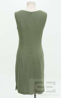 St. John Couture 2 Pc Olive Green Knit Sleeveless Dress & Jacket Set 