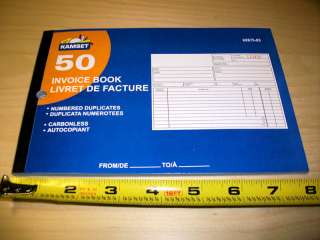 Invoice BookS numbered 2 part form Carbonless 5 by 8  