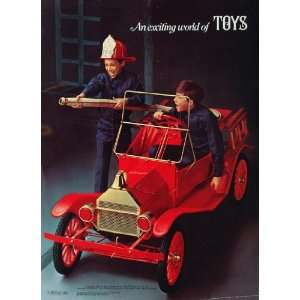  1969 Print Toy Ad Model T Red Fire Engine Gas Engine 