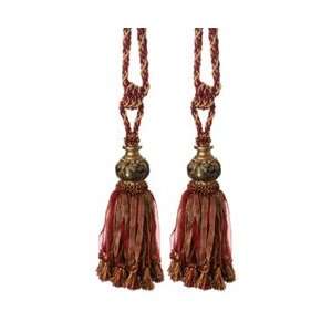  Pair of Gold and Red Wine Jasmine Tassels