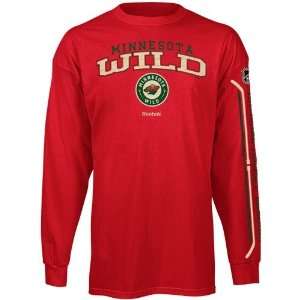  Reebok Minnesota Wild Red Double Stick Long Sleeve T shirt 