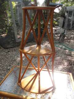 Vintage Bamboo 3 Tier Shelf Corner Table Stand  