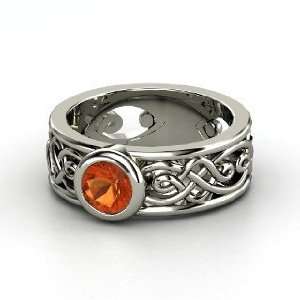    Alhambra Ring, Round Fire Opal 14K White Gold Ring Jewelry
