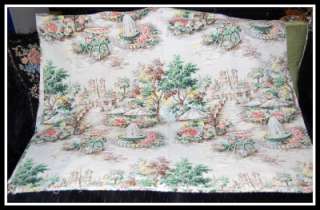   BARKCLOTH CURTAIN PANEL Italian Country Floral Garden Picture Design