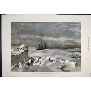  1876 North Pole Expedition Hms Alert Frozen Old Print 