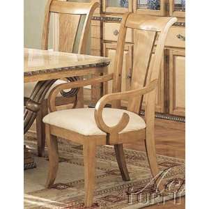  Set of 2 Dining Arm Chairs Light Maple Finish Furniture 