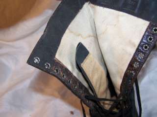 Shoes Edwardian Antique Black Leather Accessories Depression Lace Up 